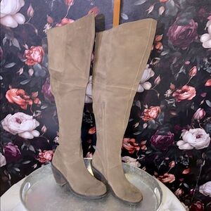 FREE PEOPLE & Jeffrey Campbell Oklahoma Tan Suede Over-the-Knee Boots